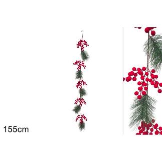 GHIRLANDA 155 CM BACCHE EFFETTO VELLUTO ROJO