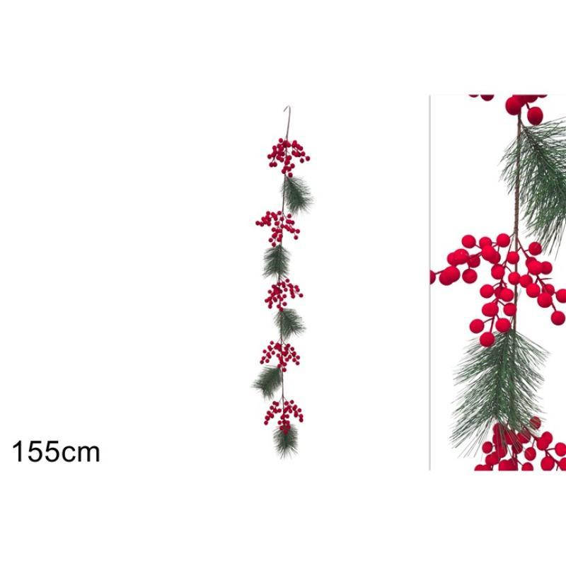 GHIRLANDA 155 CM BACCHE EFFETTO VELLUTO ROJO
