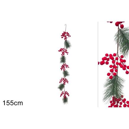 GHIRLANDA 155 CM BACCHE EFFETTO VELLUTO ROJO