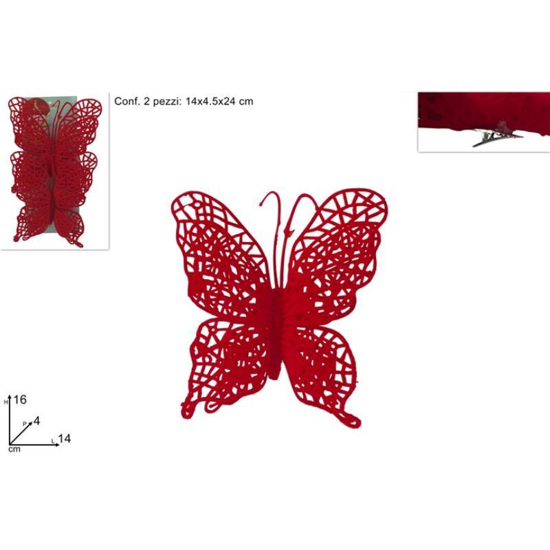 MARIPOSAS CON PINZAS EFECTO FLOCADO ROJO SXP264216 ROJO