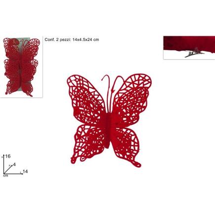 MARIPOSAS CON PINZAS EFECTO FLOCADO ROJO SXP264216 ROJO