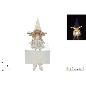ANGEL SENTADO 58 CM CON VESTIDO BLANCO CON DEC. ORO CON LUZ