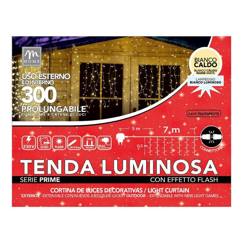 CORTINA 300 LED BLANCO CALIDO CON FLASH BLANCO L.5X2.5 MT 8.4W 19X12