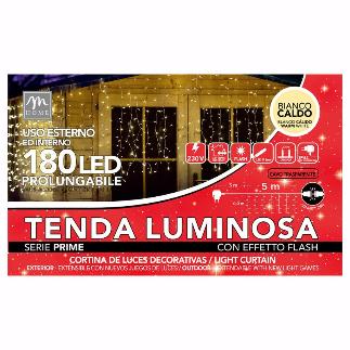 CORTINA 180 LED BLANCO CALIDO CON FLASH L.5XH0.9 MT 6W 31V 18X11XH10 CM