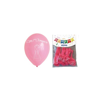 BLISTER 12 GLOBOS COMUNION ROSA                   