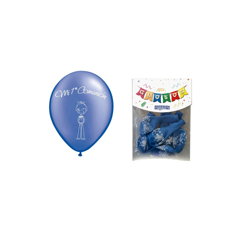 BLISTER 12 GLOBOS COMUNION AZUL                   