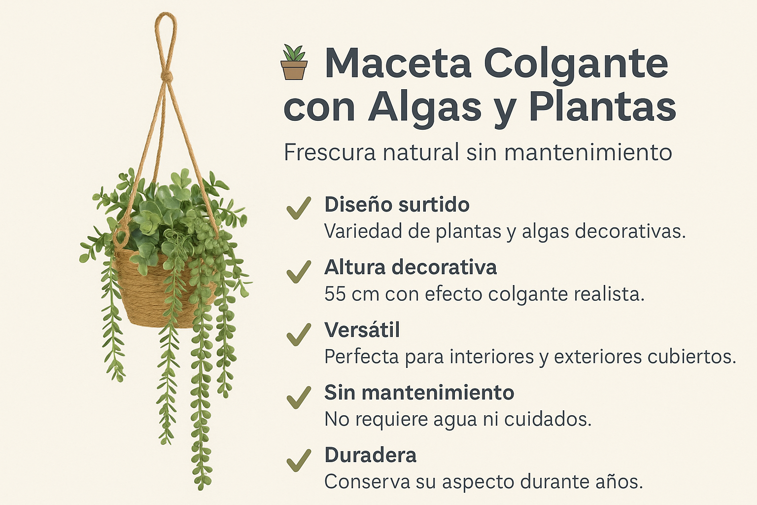 Maceta Colgar Algas Plantas Surtidas B 55 cm