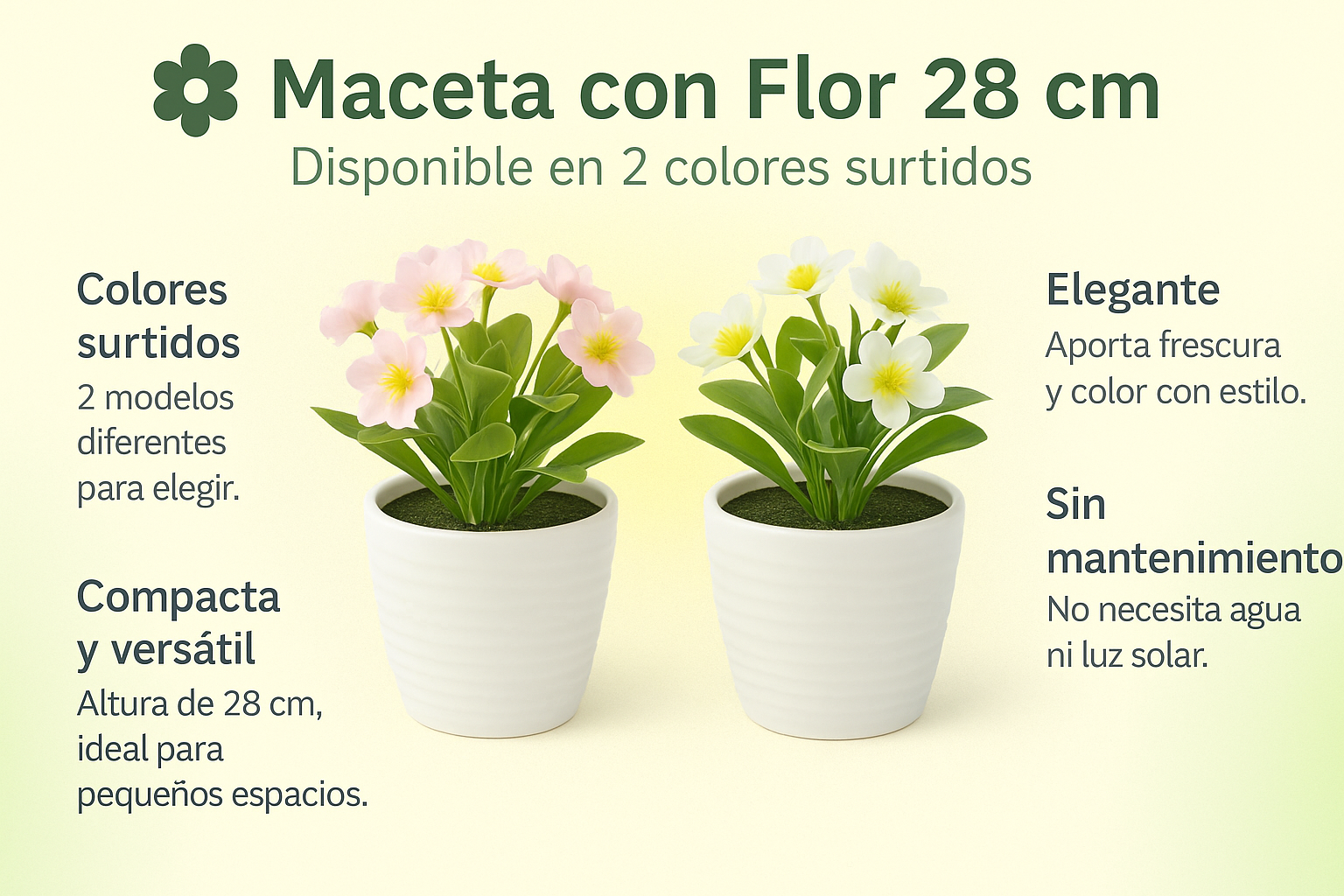 Maceta con Flor 2 Colores Surtidos 28h cm