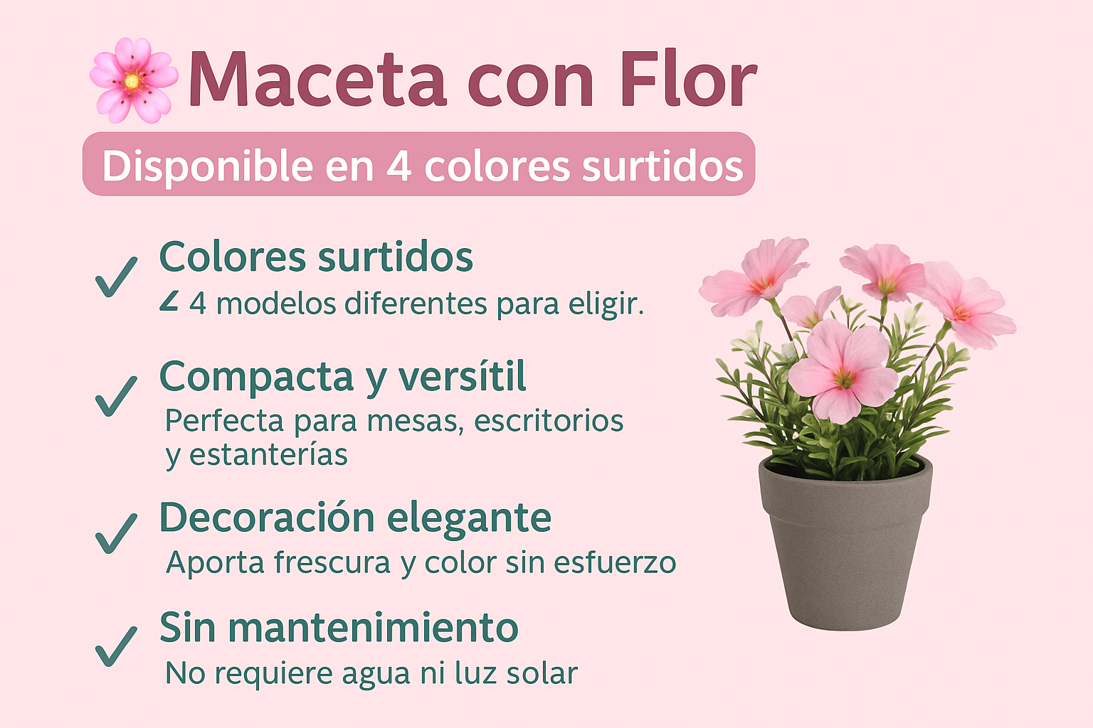 Maceta con Flor 4 Colores Surtidos