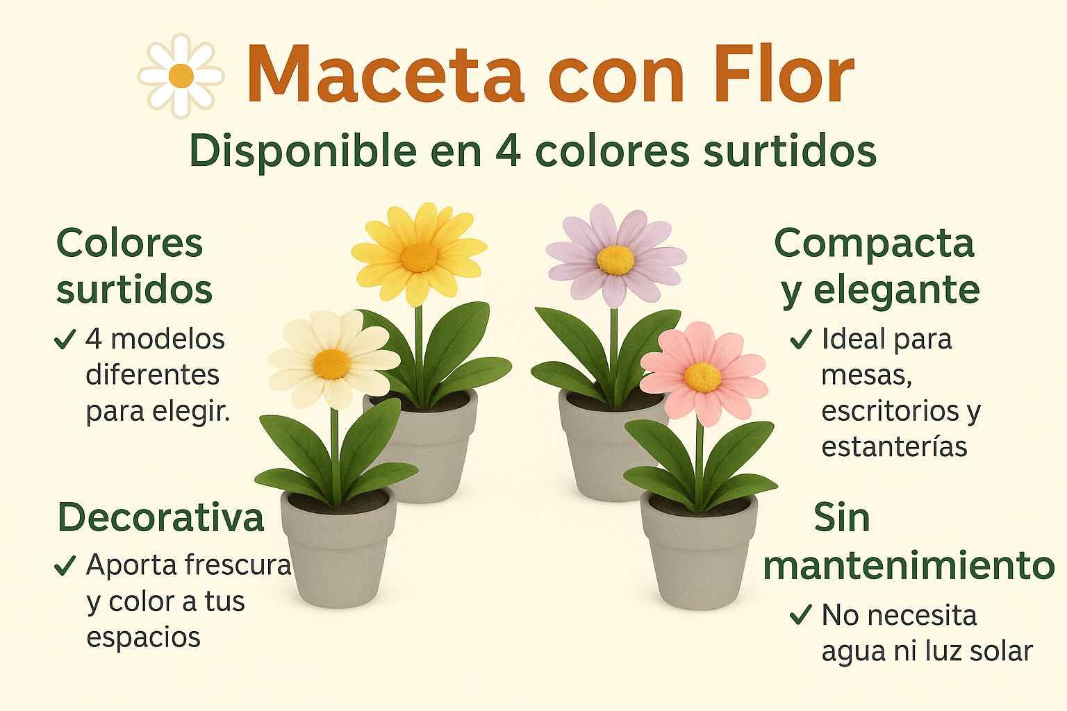 Maceta con Flor 4 Colores Surtidos