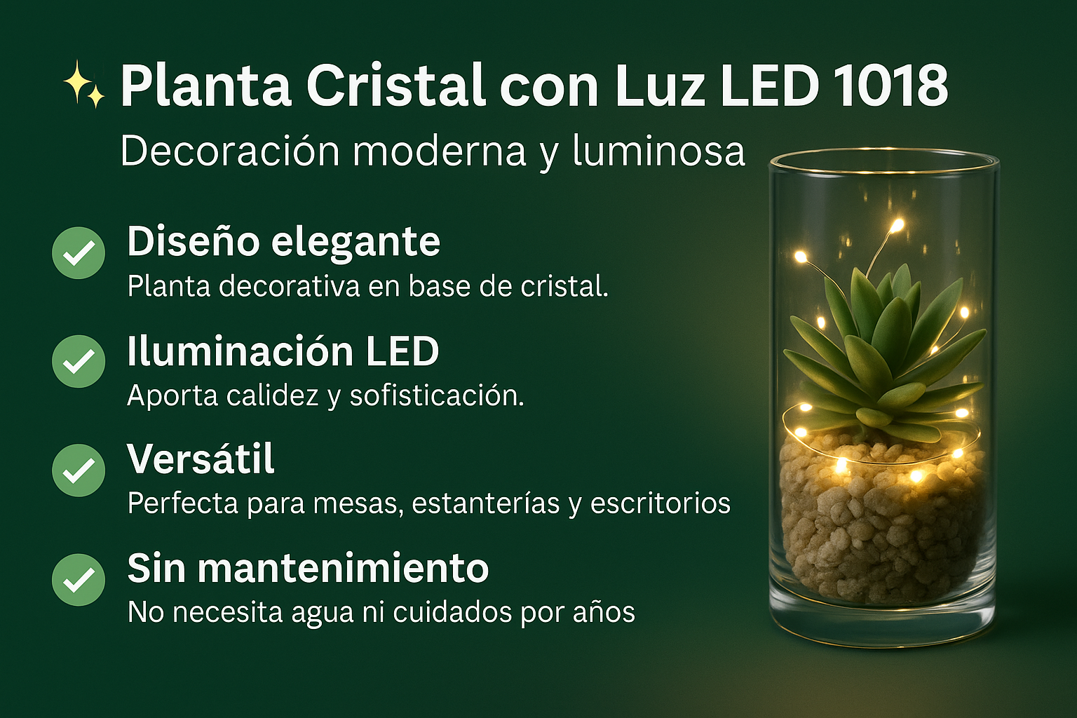 Planta Cristal con Luz LED 1018