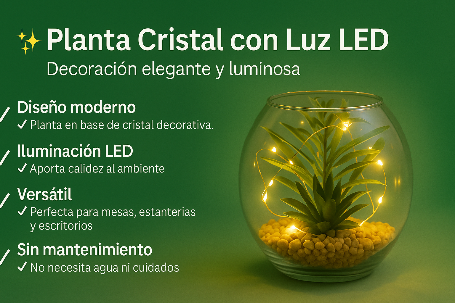 Planta Cristal con Luz LED 817
