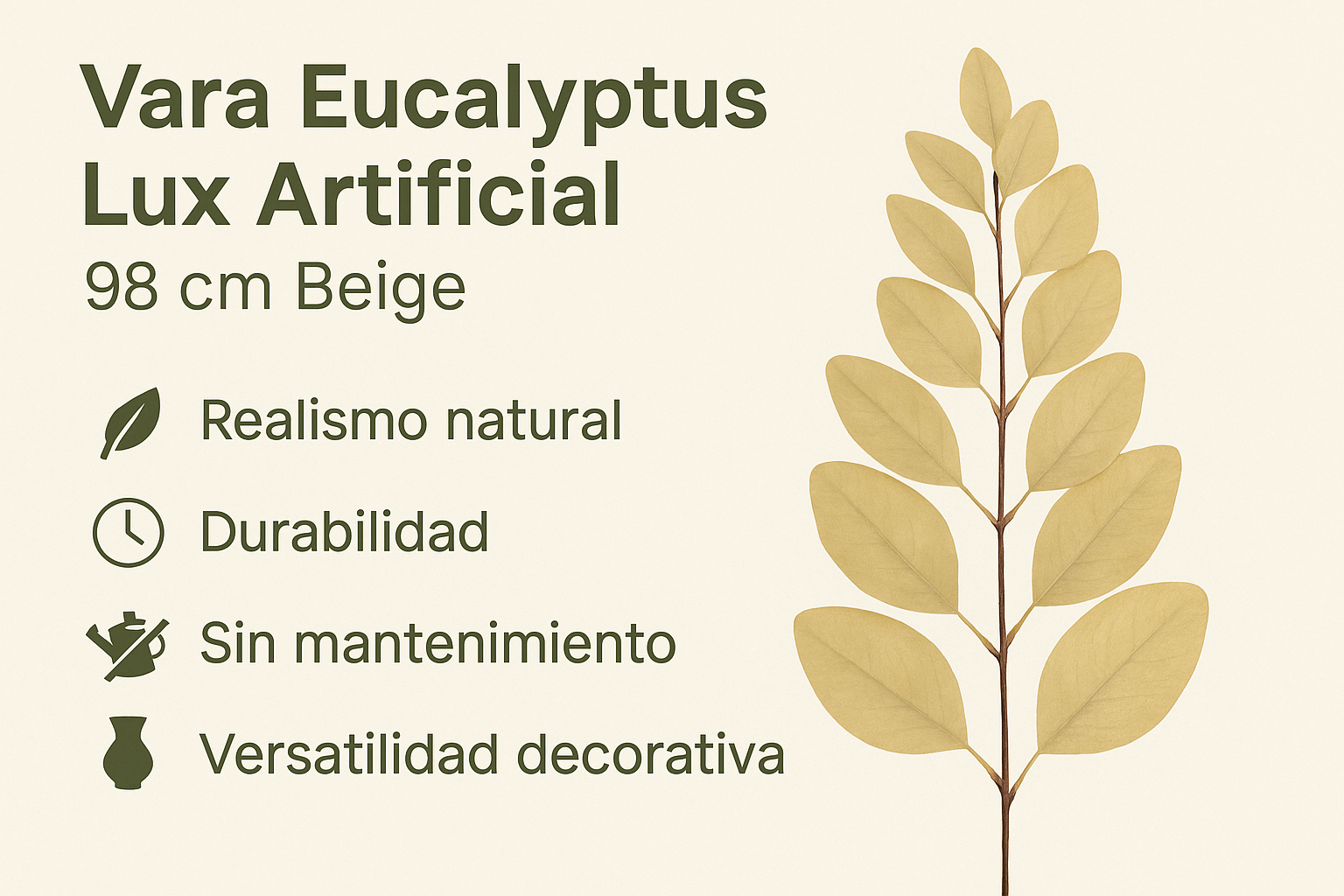 Vara Eucalyptus Lux Artificial 98 cm Beige