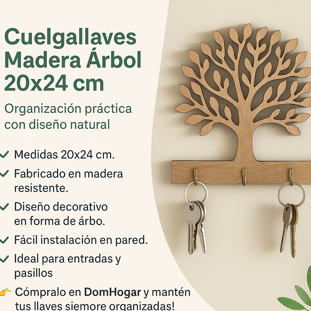 Cuelgallaves de Madera Árbol 20x24 cm